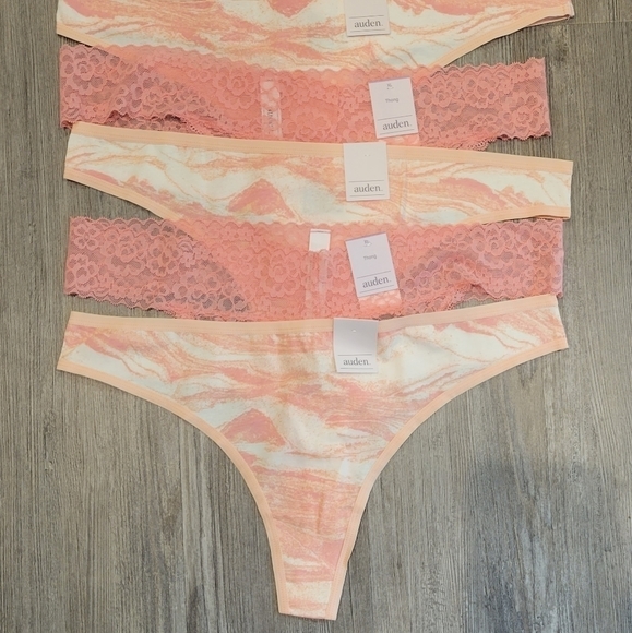 6 Pack | NWT | Auden Pale Peach & Orange Lace Thong| Size XL - Picture 3 of 3
